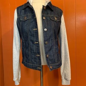 Layered Look Jean Jacket Hoodie